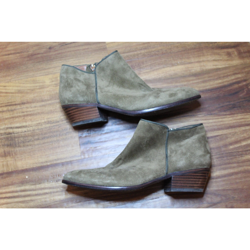 Sam Edelman Green Tan Suede Booties Size 6.5